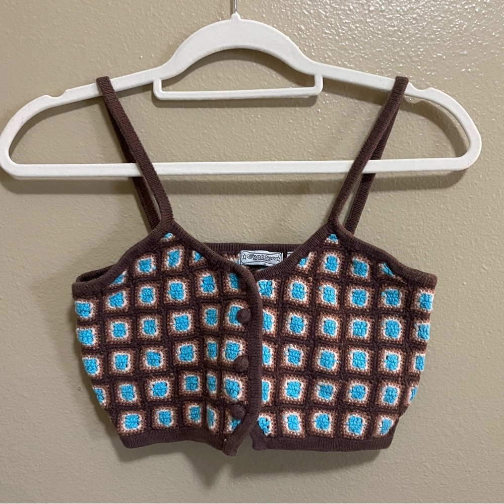 Y2K Crochet cropped tank size small
